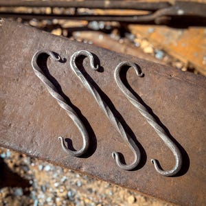 Hand-forged long S-hook made of iron – Versatile hanging solution with rustic charm