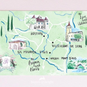 Personalized Wedding Invitation Map, France Wedding Map, Watercolor Venue, Watercolor Wedding Map, Digital File Only - DEPOSIT