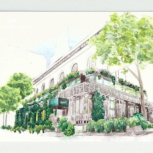 Watercolor Wedding Venue Illustration: Bespoke Keepsake Art (Digital File Only)
