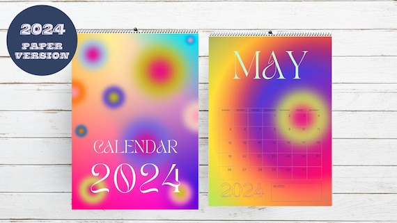 2024 Gradient Flip Calendar, Bright Vivid Colors, Paper Monthly