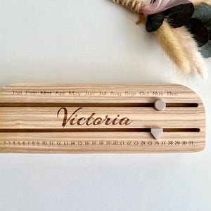 Perpetual Wooden Calendar Personalized, Desk Accessory, Your Name on it, Eternal Desk Calendar,Gift Idea for X-mas, Wood Decor, Special Gift