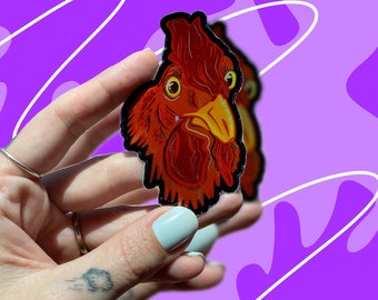 Rooster Face Sticker | Hydro Flask Rooster Holographic Sticker | Waterproof Rooster Sticker | Farm Animal | Laptop Decal | Car Decal