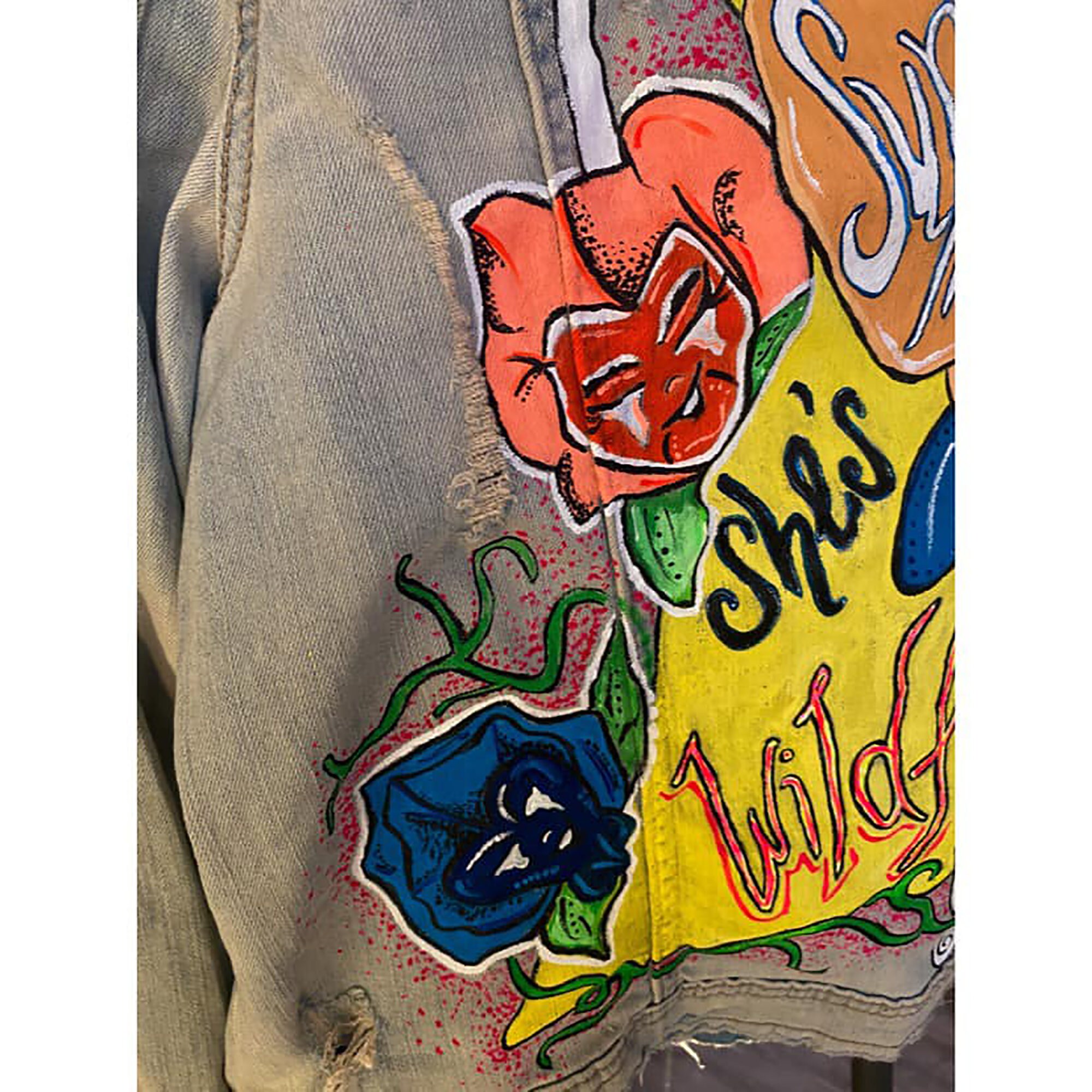 CUSTOM painted JEAN JACKET size Hand Painted Jacket | Etsy