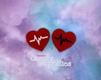 EKG Heart Felties (Red Outlines)