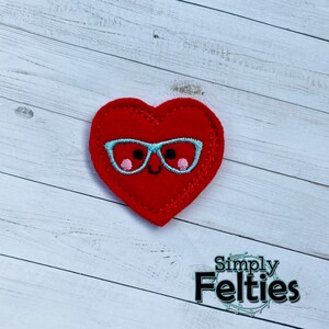 Valentine's Day Nerdy Heart Felties (Red/Aqua)