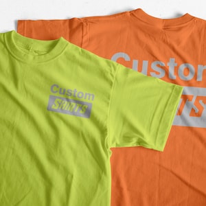 New Reflective Custom Text Logo Safety Orange or Green T-Shirt