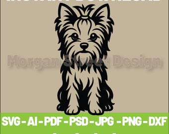Yorkshire Terrier SVG | Dog PNG | Cricut & Silhouette Cutting File | Instant Download | Yorkshire02
