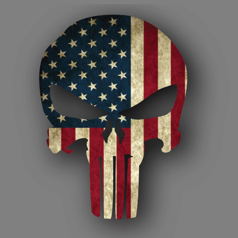 Punisher American Flag Die Cut Vinyl Decal Sticker image 3