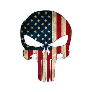 Punisher American Flag Die Cut Vinyl Decal Sticker image 1