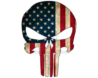 Punisher American Flag Die Cut Vinyl Decal Sticker