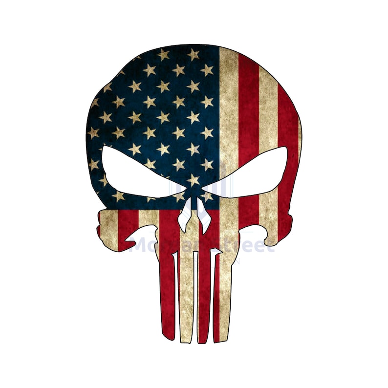 Punisher American Flag Die Cut Vinyl Decal Sticker image 1