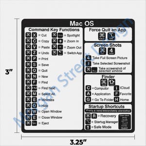 Mac OS MacBook Keyboard Shortcut Decal Sticker