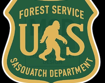 Forest Service Sasquatch Department Sticker – Bigfoot Decal for Water Bottles, Laptops, Cars, and More