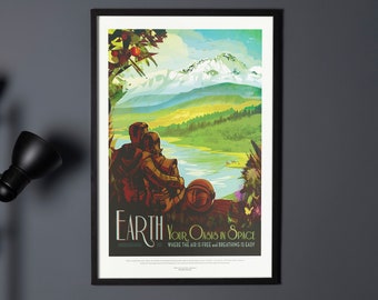 Earth Exoplanet Travel Poster: NASA JPL Space Tourism Wall Art