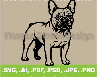French Bulldog SVG | Dog PNG | Cricut & Silhouette Cutting File | Instant Download | Frenchie Lover | FrenchBulldog03