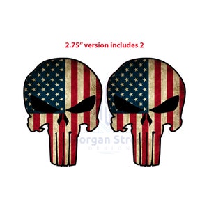 Punisher American Flag Die Cut Vinyl Decal Sticker 2.75 inches