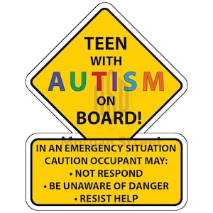 Child With Autism On Board Car Truck Decal Sticker Teen