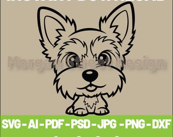 Yorkshire Terrier SVG | Dog PNG | Cricut & Silhouette Cutting File | Instant Download | Yorkshire04