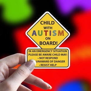 Child With Autism On Board Car Truck Decal Sticker image 1