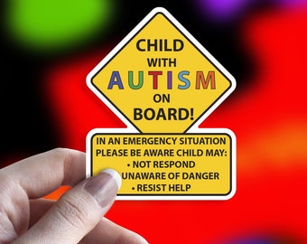 Child With Autism On Board Car Truck Decal Sticker