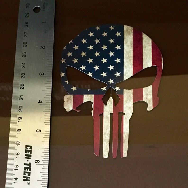 Punisher American Flag Die Cut Vinyl Decal Sticker image 4