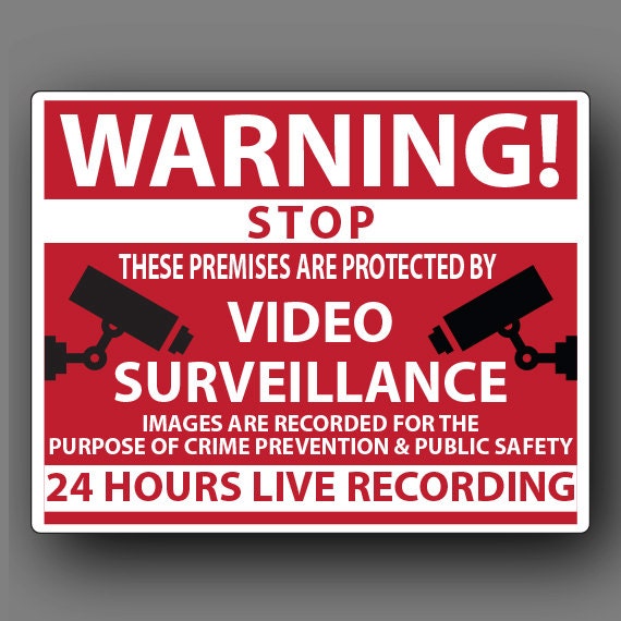 Video Surveillance Security Warning Decal Sticker – Set Of 5, Caution Sign