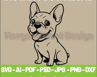 French Bulldog SVG | Dog PNG | Cricut & Silhouette Cutting File | Instant Download | Frenchie Lover | FrenchBulldog04