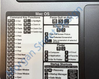 MacBook Keyboard Shortcut Vinyl Decal Sticker | Mac OS Cheat Sheet | Pro Air Neo M1 M2 M3 M4 | Apple Laptop Sticker Gift
