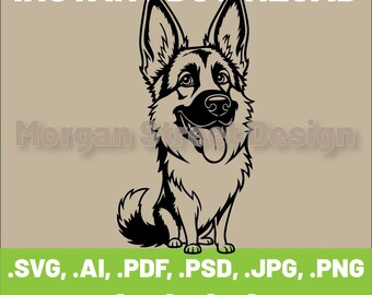 German Shepard SVG | Dog PNG | Cricut & Silhouette Cutting File | Instant Download | German Shepard04