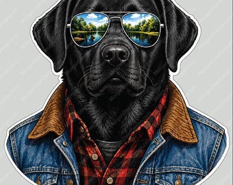 Black Lab Vinyl Decal | Aviator Sunglasses | Indoor Outdoor | Custom Size