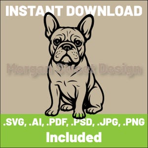 Französische Bulldogge SVG | Hund PNG | Cricut & Silhouette Schneiddatei | Sofortdownload | Frenchie-Liebhaber | Französische Bulldogge01