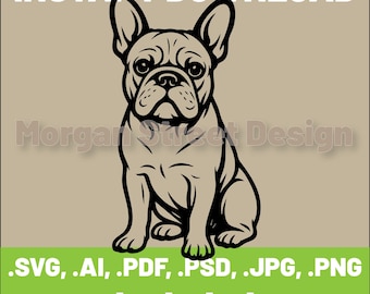 French Bulldog SVG | Dog PNG | Cricut & Silhouette Cutting File | Instant Download | Frenchie Lover | FrenchBulldog01