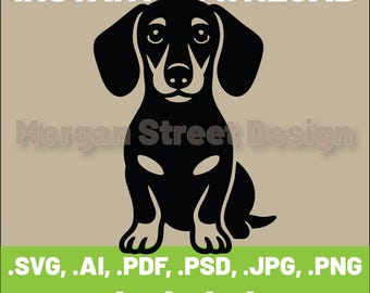 Dachshund SVG | Dog PNG | Cricut & Silhouette Cutting File | Instant Download | Dachshund Lover | Dachshund02