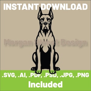 Great Dane SVG | Dog PNG | Cricut & Silhouette Cutting File | Instant Download | Great Dane Lover | Dane 02