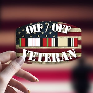 OIF/OEF Operation Iraqi Freedom Flag Veteran Vinyl Decal Sticker Army, Marines, USAF, Navy