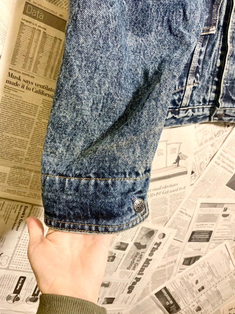 Vintage 80/'s LEVI/'S Dark Blue Acid Stone Wash Denim Jean Jacket