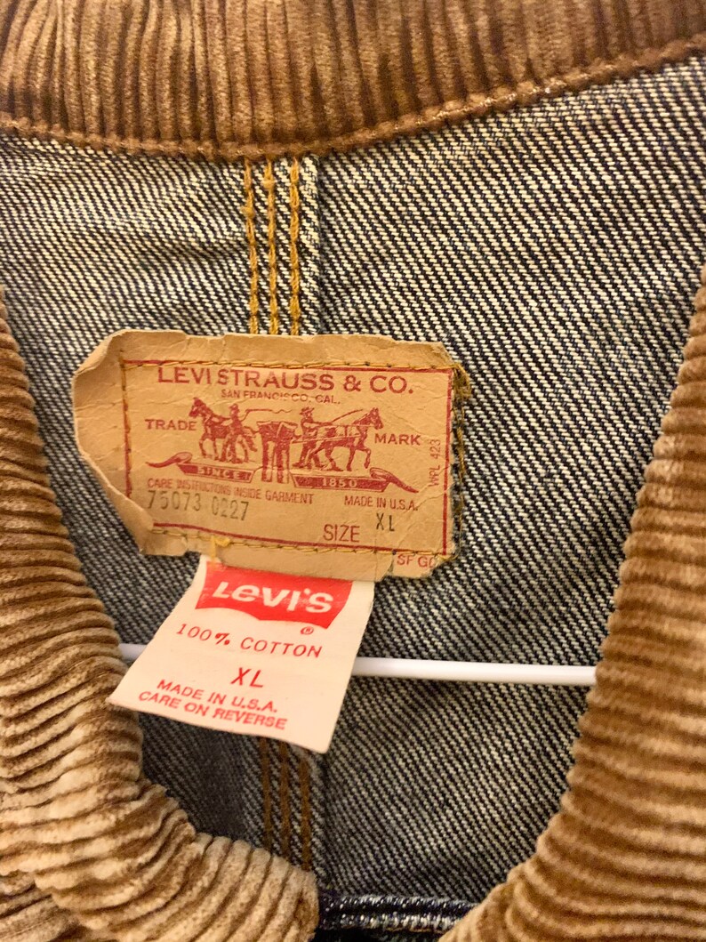 Vintage 80/'s LEVI/'S Dark Blue Acid Stone Wash Denim Jean Jacket