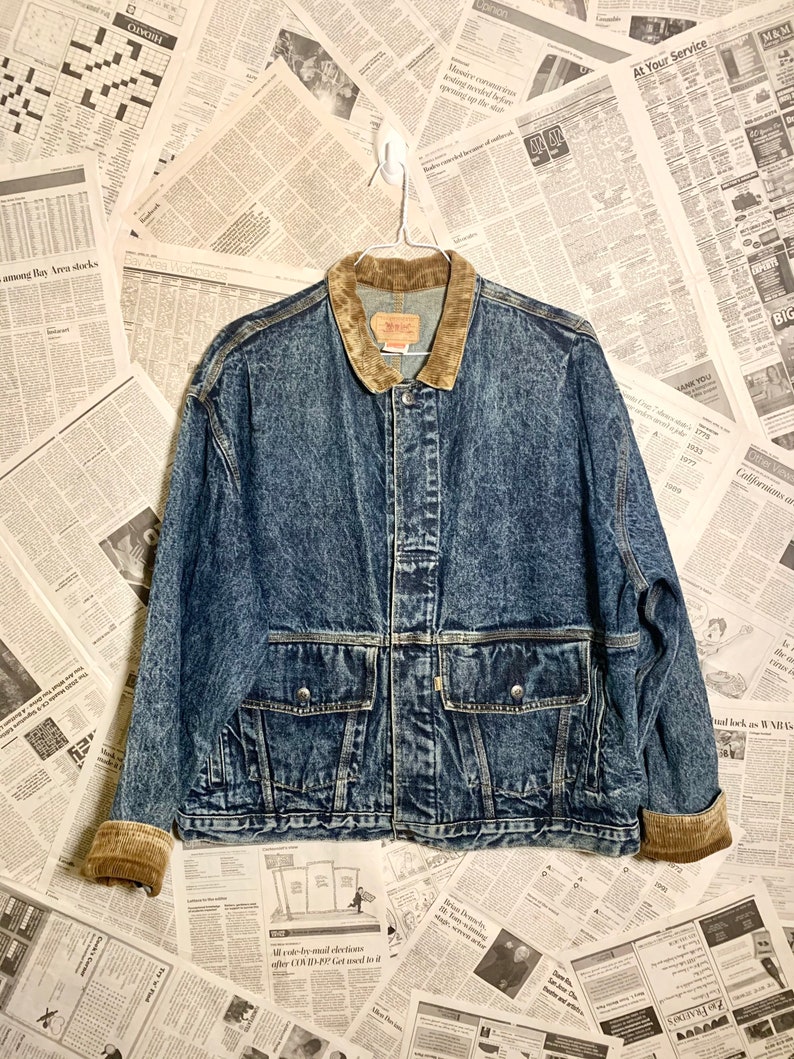 Vintage 80/'s LEVI/'S Dark Blue Acid Stone Wash Denim Jean Jacket