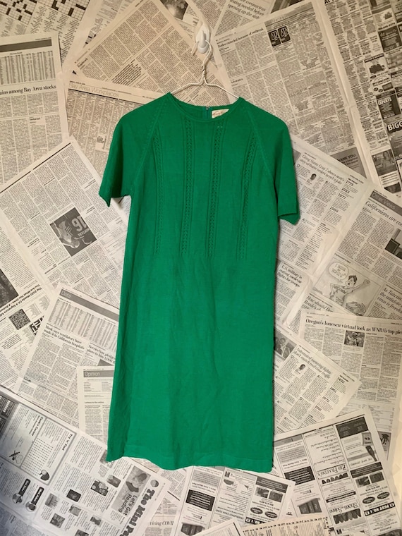 Vintage 60's Green Acrylic Knit Sweater Dress