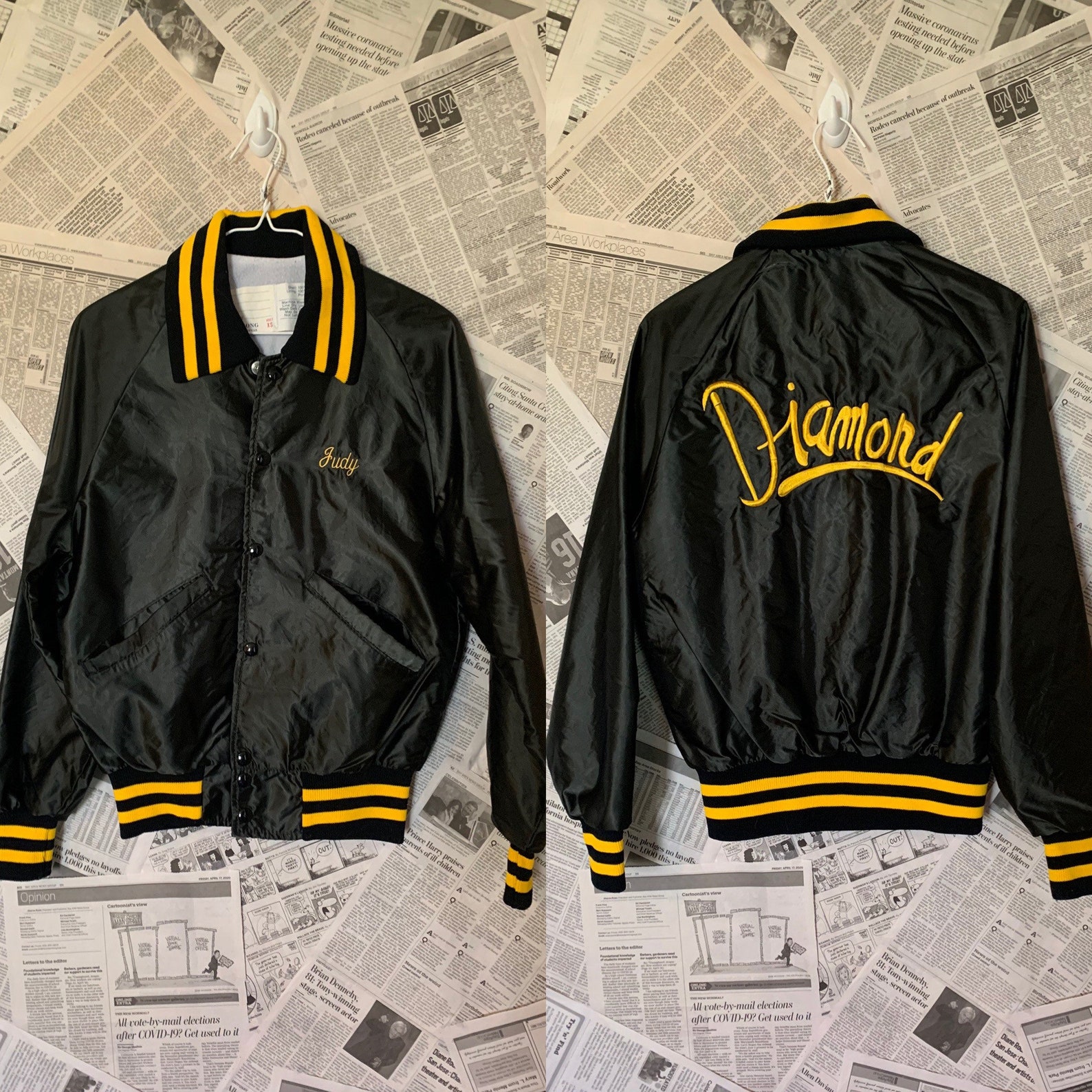 Vintage 80's DeLong Sportswear Diamond Judy Bomber Jacket | Etsy