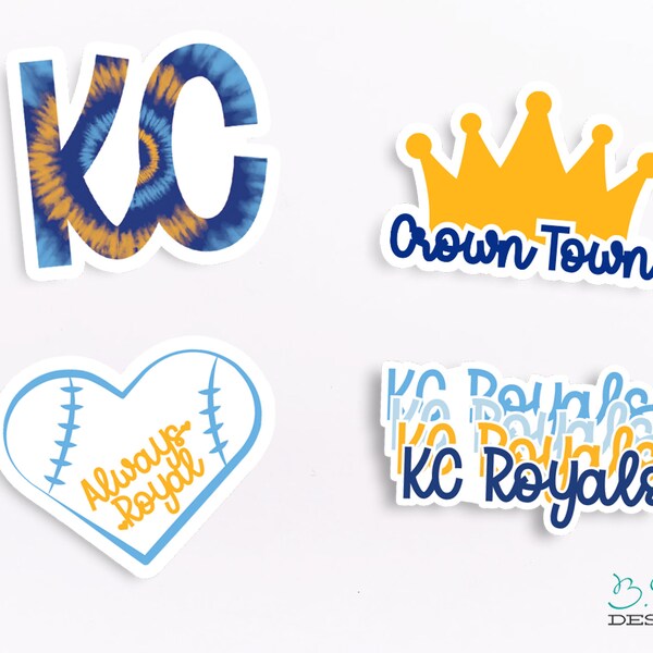 Kansas City Royals Stickers - Crown Town - Always Royal - KC Royals - KC Tie Dye