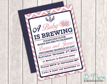 A Baby Is Brewing Coed Baby Shower Invitation - Nautical Theme - Printable