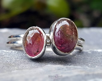 Watermelon Tourmaline Ring, Bi-color Watermelon Tourmaline, Pink Tourmaline Ring, Green Tourmaline Ring, Promise Ring