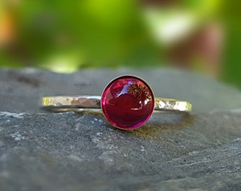 Ruby Ring Ruby Stack Ring Silver Ruby Ring July Birthstone Ring Ruby Stacker Pink Gemstone Ring Engagement Ruby Ring  Gift For Her
