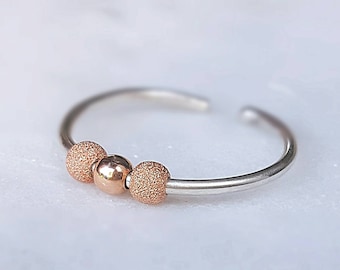 Anello Fidget, Anello di preoccupazione, Anello di meditazione, Anello di ansia, Anello spinner d'argento