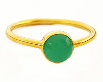 Chrysoprase Ring Gold Gemstone Ring Stacking Chrysoprase Ring Green Chrysoprase Ring Chrysoprase Silver Ring