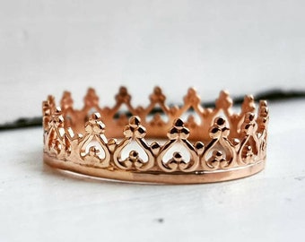Crown Ring, Rose Gold Crown Ring, Tiara Ring, Gold Crown Ring, Silver Crown Ring, Midi Ring, Midi Crown Ring, Anello Tiara, Anello