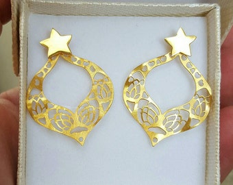 Ear Jacket Earrings Gold Gold Earring Jackets Gold Front Back Earrings Double Sided Earrings Anniversary Gift Womens Gift Mother's Day Gift