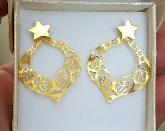 Ear Jacket Earrings Gold Gold Earring Jackets Gold Front Back Earrings Double Sided Earrings Anniversary Gift Womens Gift Mother's Day Gift