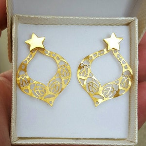 Ear Jacket Earrings Gold Gold Earring Jackets Gold Front Back Earrings Double Sided Earrings Anniversary Gift Womens Gift Mother&#39;s Day Gift